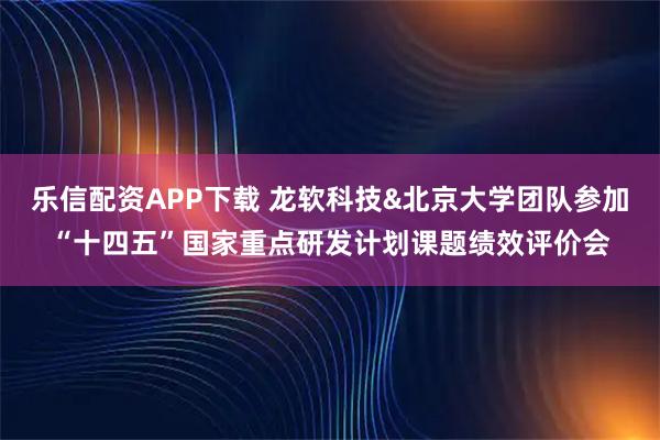 乐信配资APP下载 龙软科技&北京大学团队参加“十四五”国家重点研发计划课题绩效评价会